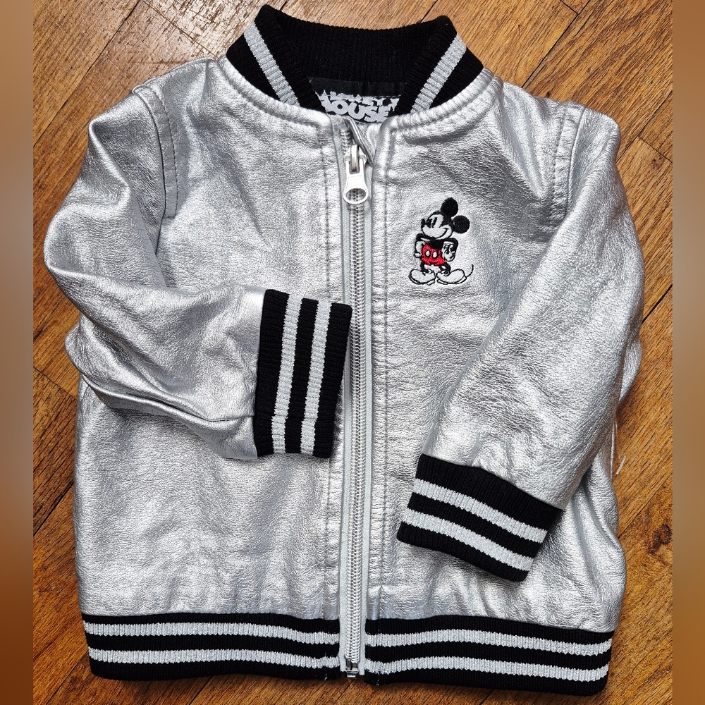 Disney Mickey Mouse Silver Jacket Girls Baby Infant Size 3 - 6 Months Sparkle